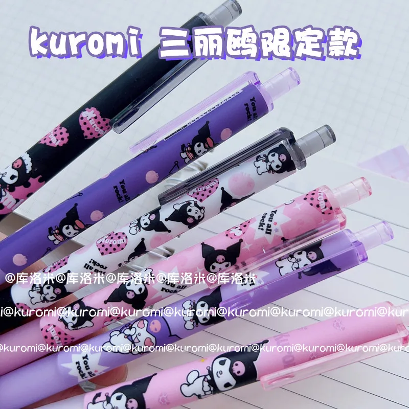 8pcs Kuromi Black Pen Stationery and Office Supplies Press Gel Pen 0.5 Water-based Pen Black Bullet 6 Pack School Season Gifts