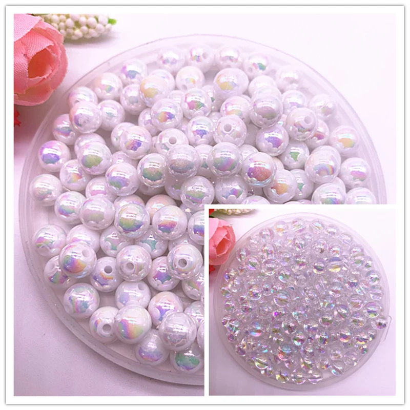 

NEW 4-14mm AB Color Round Acrylic Beads Loose Spacer Beads For Jewelry Making DIY Bracelet Accessories