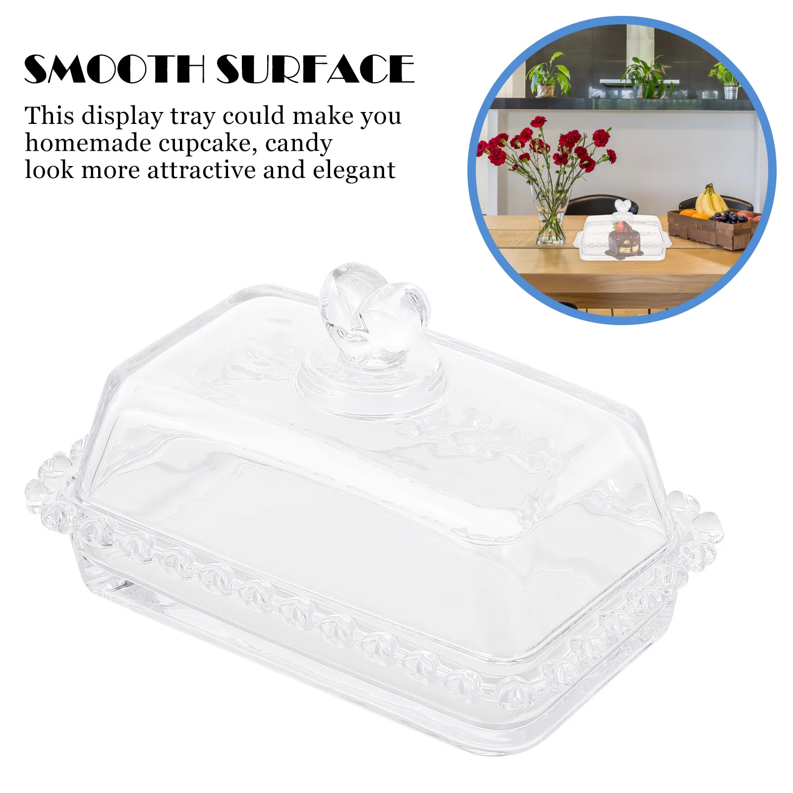 

Glass Cake Plate Dome Cover Clear Sturdy Dessert Tray Wedding Party Birthday Snack Cake Display Stand Dessert Plate