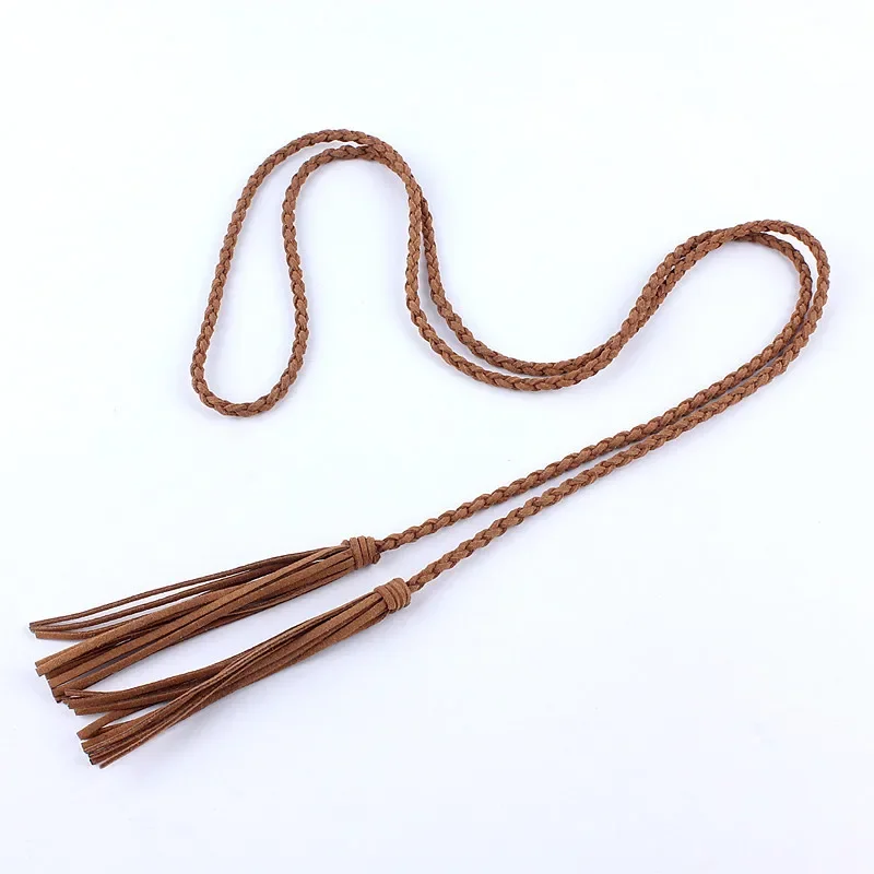 fashion women waist tassel Braided Twist weaving belt knitted decorated rope for dresses shirt