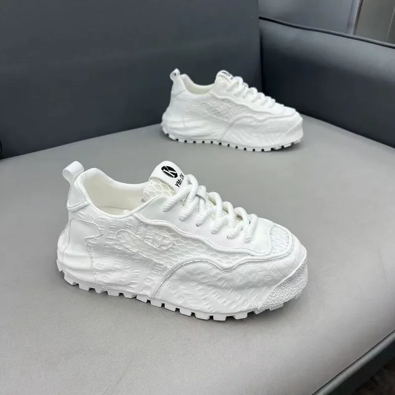 

2025 Summer Men's Platform Sneakers Mesh Breathable Heightening Flat Shoes Fashion Designer Casual Shoes Кроссовки Сетка Мужские