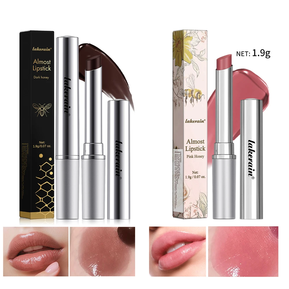 

2 Colors Honey Caramel Hydrating Smooth Black Pink Honey Lipstick Waterproof Long Lasting Packaging Vegan Lip Gloss