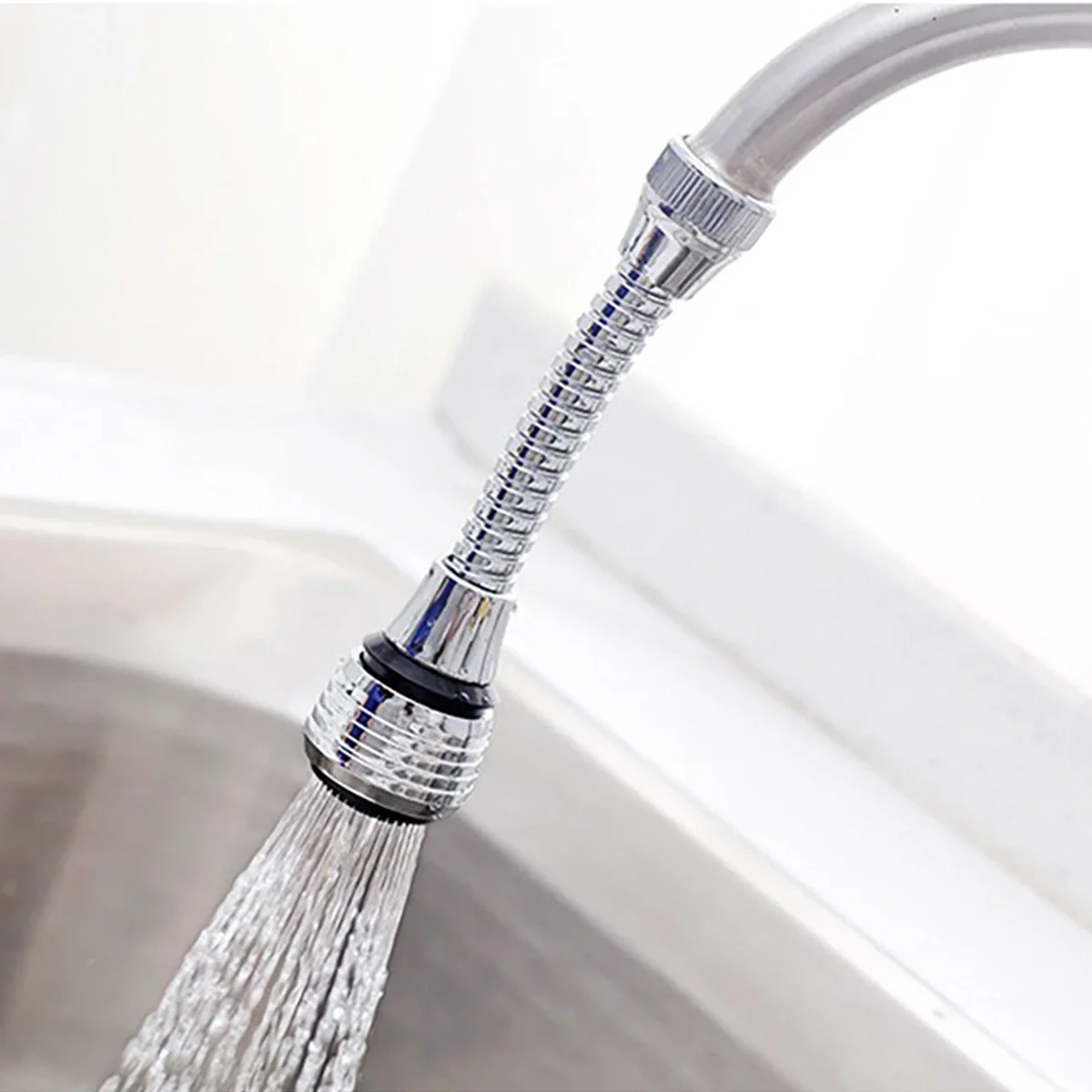 Kitchen Stainless Steel Faucet Sprinkler Water-saving Device Lengthening Rotating Splash Proof Sprinkler Spray Extender Bubbler
