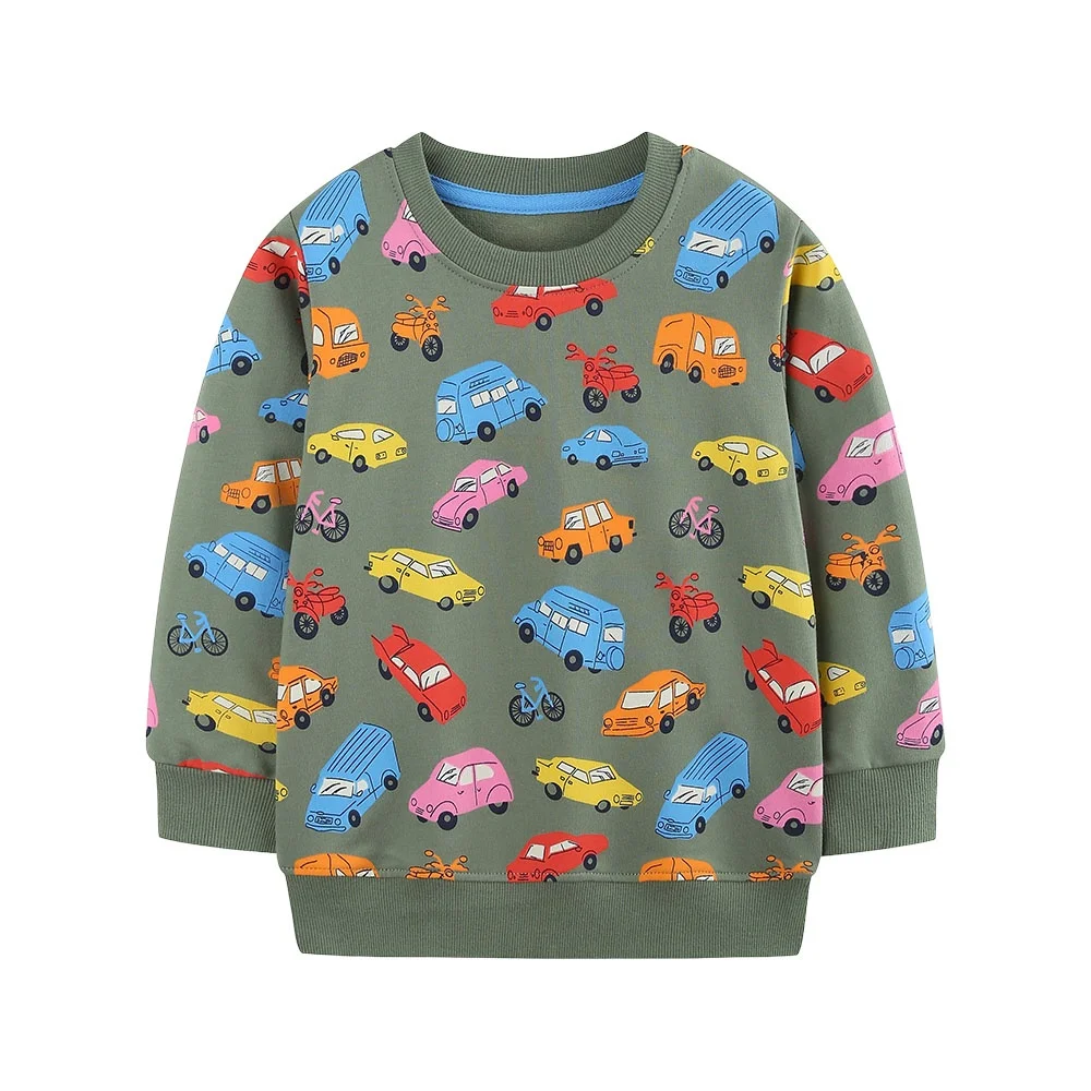Jumping Meters 2-7T Boys Hoodie Cars All Printed Long Sleeve Sweatshirt Children's Sport Shirt Autumn Spring Kids Clothing