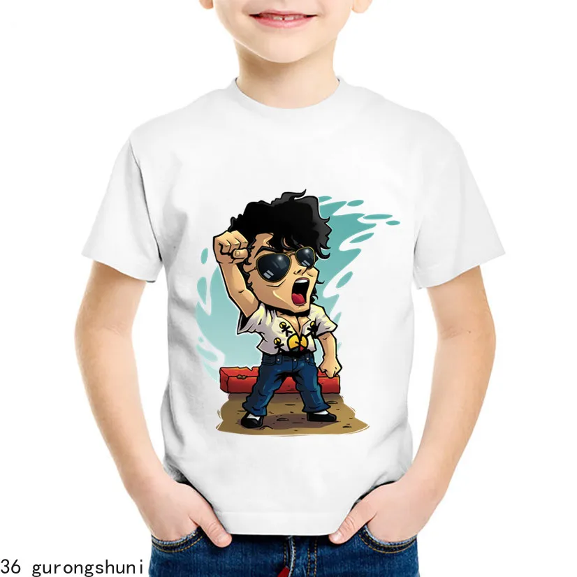 Desenhos animados de Michael Jackson infantil, tops engraçados de rock n roll, bebês meninos e meninas, roupas casuais, presente engraçado, verão, 2024