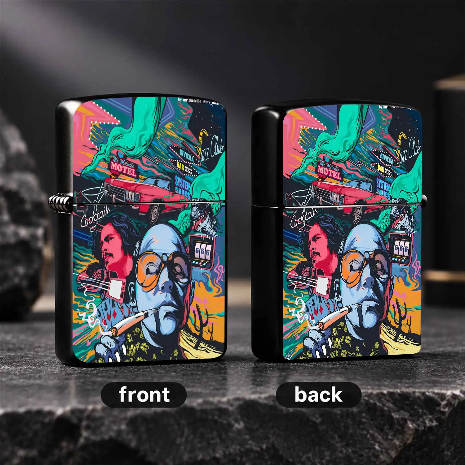 Retro Psychedelic Las Vegas Art Style Lighter, Trendy Creative Desktop Ornament, Portable Daily Carry Essential, Multi-Scenario Usable Unique Souvenir Gift For Friends And Art Enthusiasts, Distinctive Pop Culture Themed Practical Accessory