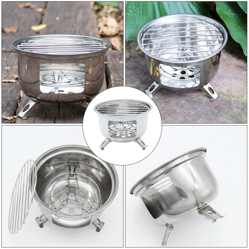 

Stainless Steel Portable BBQ Stove Camping Grill Small Outdoor Cooking Equipment for Picnics Travel Accessories Heat