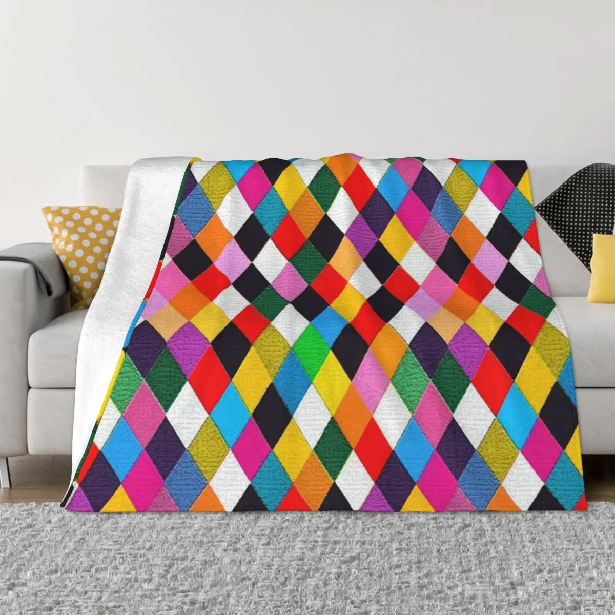 

MARDI GRAS HARLEQUIN PATTERN Colorful Carnival Diamonds by Bulgan Lumini Throw Blanket Weighted Blanket