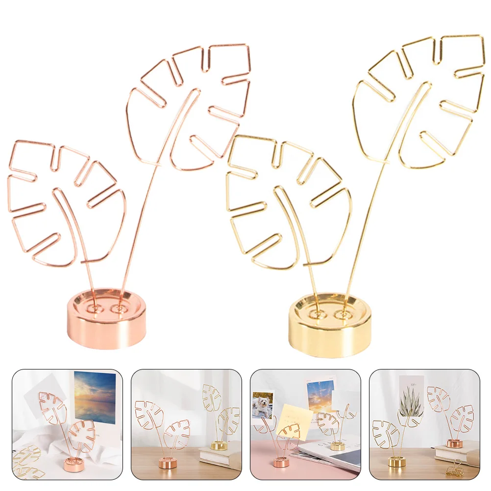 2pcs Card Holder Stand Leaf Design Table Number Clip For Wedding Party Memo Clamp Desktop Organizer Photo Clip For Home