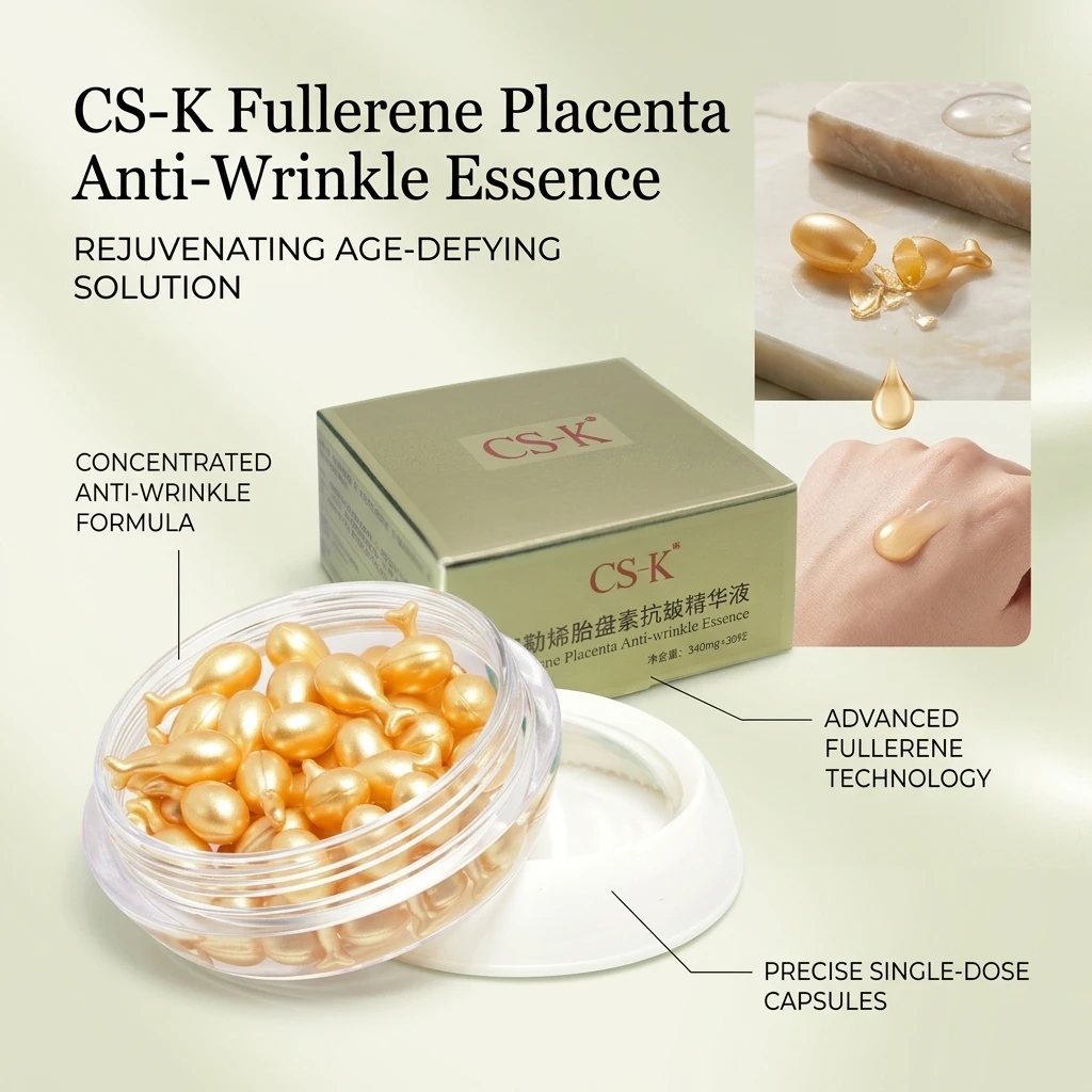 Fullerene Placenta Anti-Wrinkle Essence Capsules 0.34g X 30 Firming & Moisturizing Sheep Placenta Second Throw for Skin Care