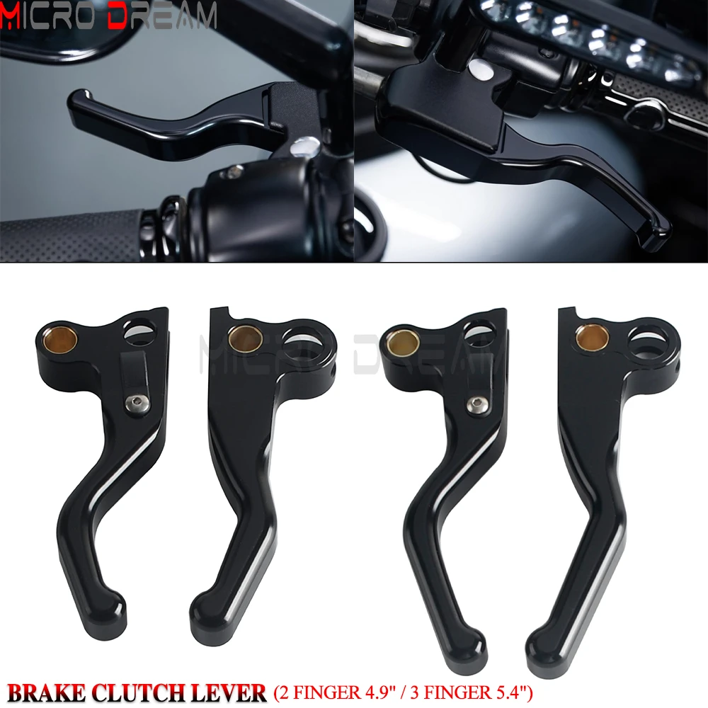 

3 Finger 5.4" Brake Clutch Levers Kit 4.9" Hand Control Lever Kit For Harley Softail Standard Custom Low Rider Touring 1982-1995