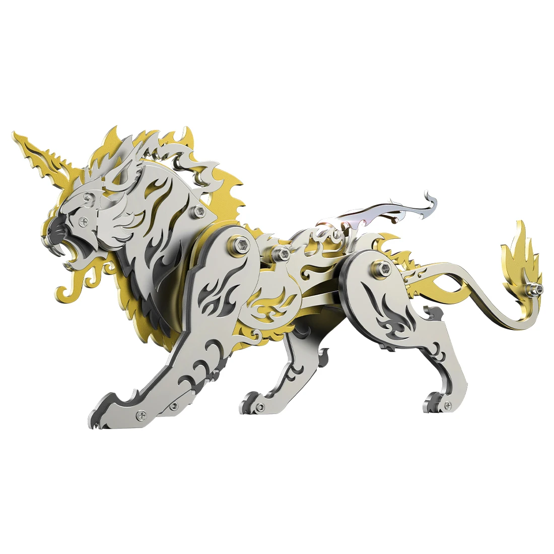 

DIY Assembly Tiger Model 3D Mini Metal Tian'wu Tiger Ancient Chinese Beasts Toy Set (96PCS/ Golden )