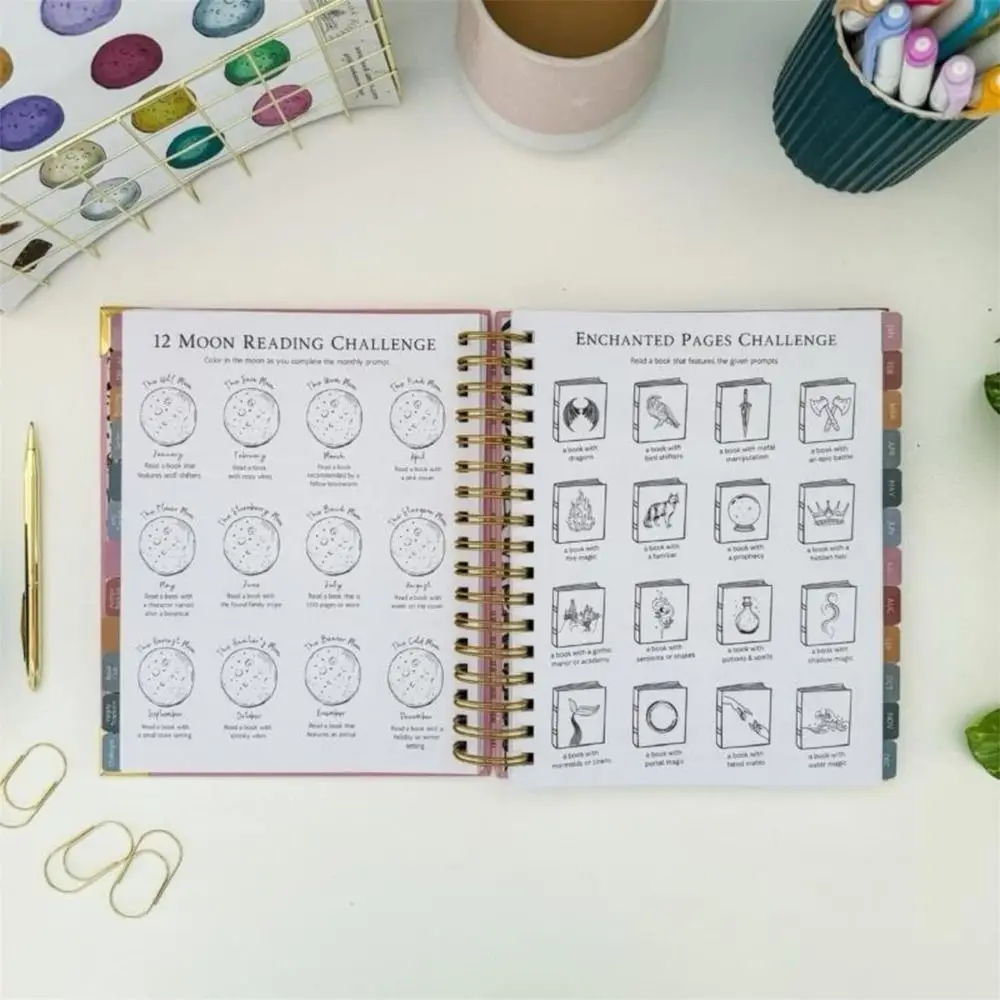 

Обучающий планировщик чтения для любителей книг 12, ежемесячный журнал и обзор без даты, трекер для книг, отслеживание журнала, 52, еженедельно