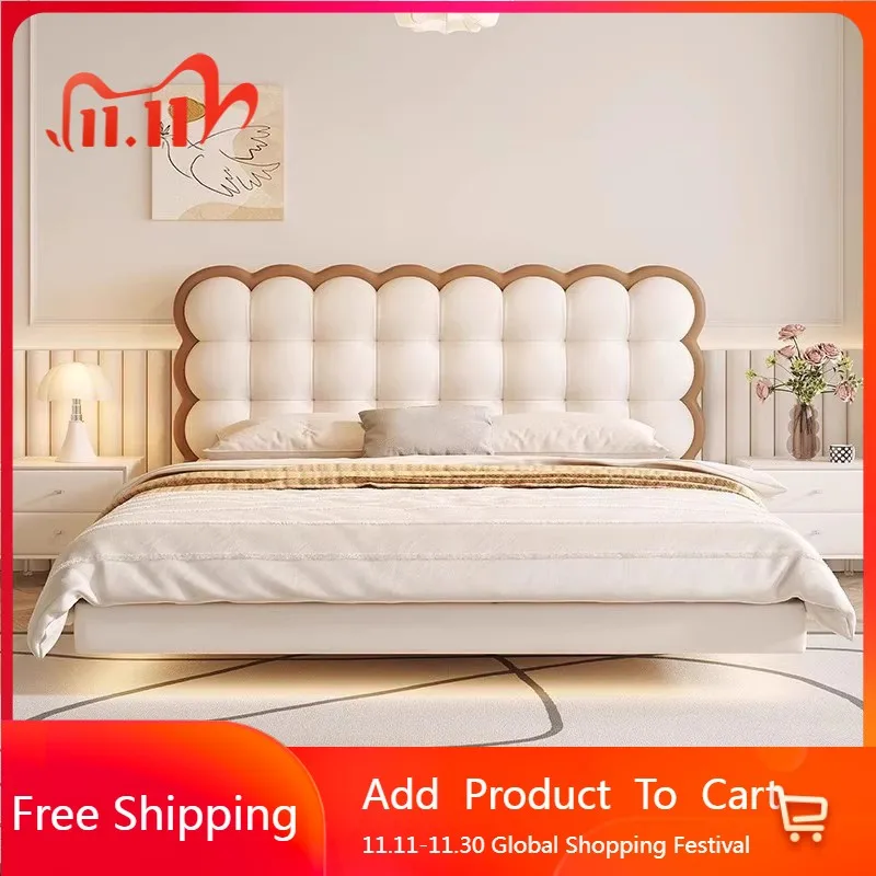 

Удобная салонная кровать, белый кремовый отель для сна, современная универсальная модная безопасная солнцезащитная кровать, эстетичная белая постмодернистская мебель