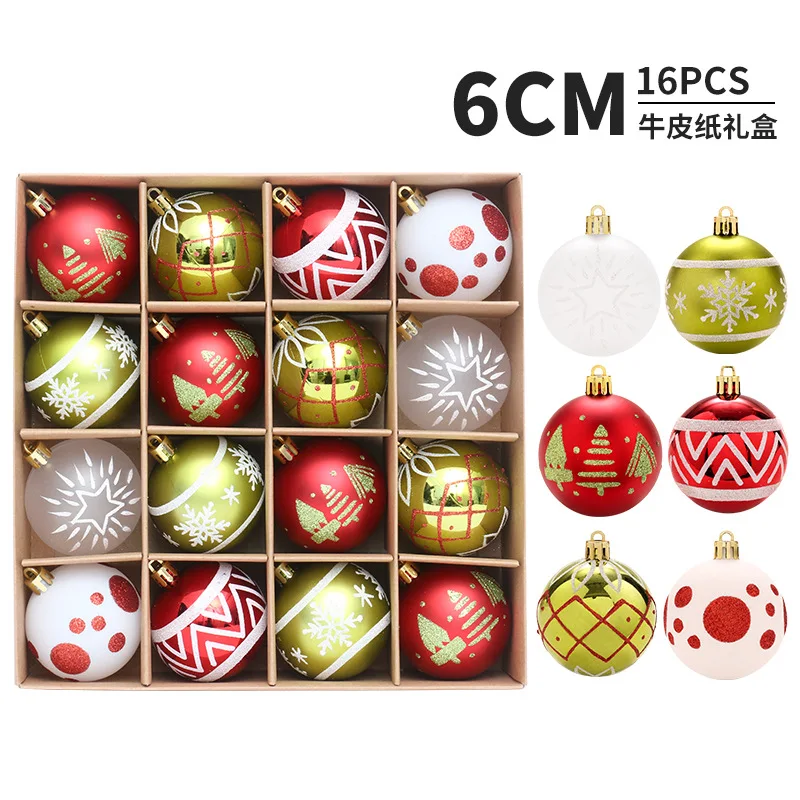 

16pcs Christmas Tree Ornaments Hanging Ball Decoration Christmas Balls Tree Hanging Decor Xmas Party Supplies