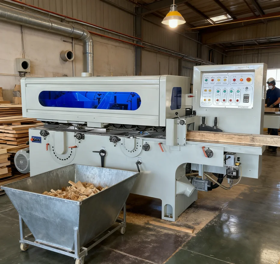 Wood Multi Rip Saw Machine With Engine And Motor For Straight Line Work Dual Sided Automatic Planer For