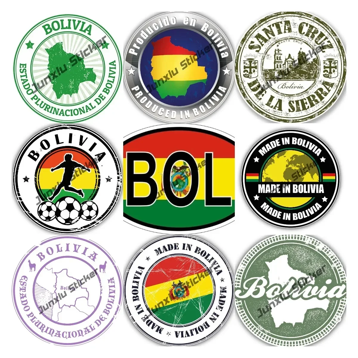 Bolivia Stickers Made in Bolivia Map Flag Soccer Team Travel Label Decal Waterproof Glue Sticker PVC Boat Accessories Decoration