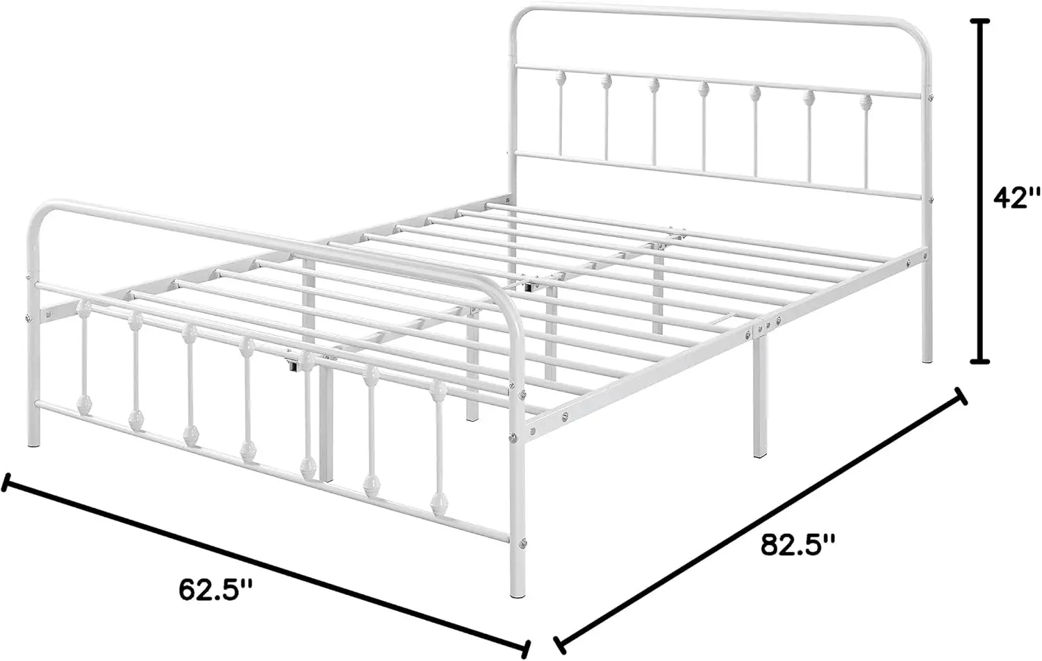 Classic Metal Platform Bed Frame Mattress Foundation with Victorian Style Iron-Art Headboard/Footboard/Under Bed Storage/No Box