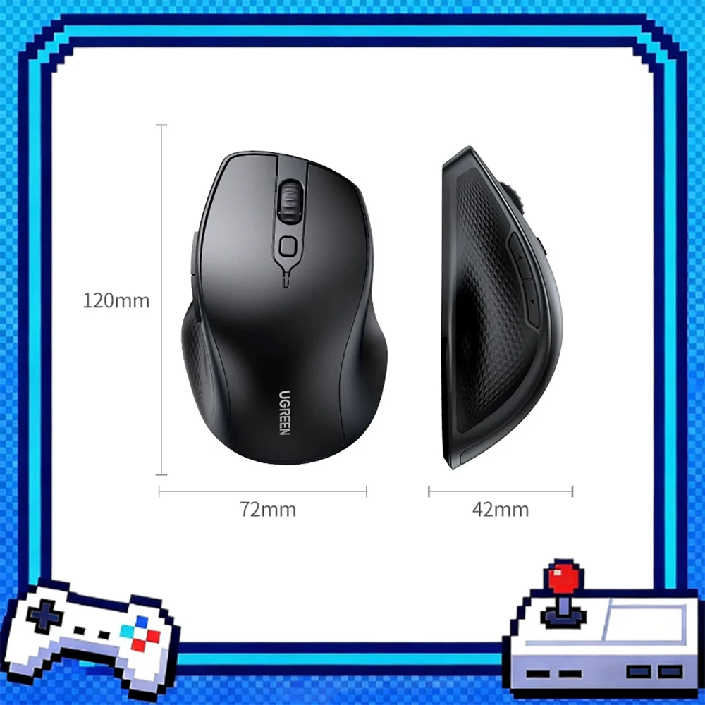 UGREEN Wireless Mouse Bluetooth5.0 Mouse Ergonomic 4000DPI 6 Mute Buttons Mouse For MacBook Tablet Laptops Computer PC 2.4G Mice