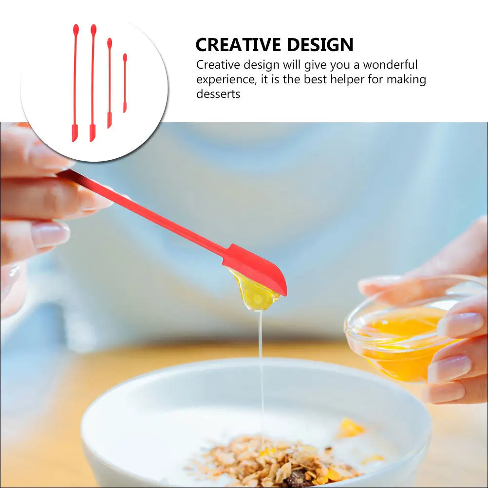 4Pcs Silicone Spatulas Jam Using Tool Flexible Double Ended Baking Dessert Scrapers Kitchen Gadget for Cream Mask