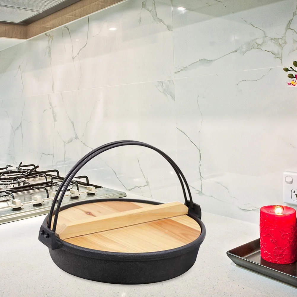 

Small Cast Iron Pot Japanese Hot Pot High Temp Cooking Boiler Non stick Utensil Wooden Soup Stove Practical Stockpot Easy Clean