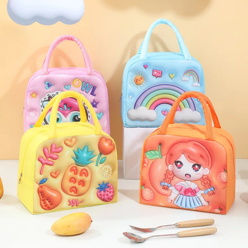 Cartoon Expansive Visual Lunch Box Bag Children and Students Carry Rice Lunch Bag Insulation Picnic Bag Commuter Bento Bag