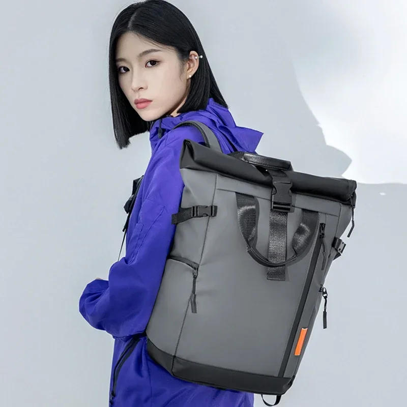Unisex Modischer Minimalistischer Großraum-Wasserdichter Rucksack Tragbare College-Schultasche Trendiger Designer-Rucksack für Männer – Detail 7