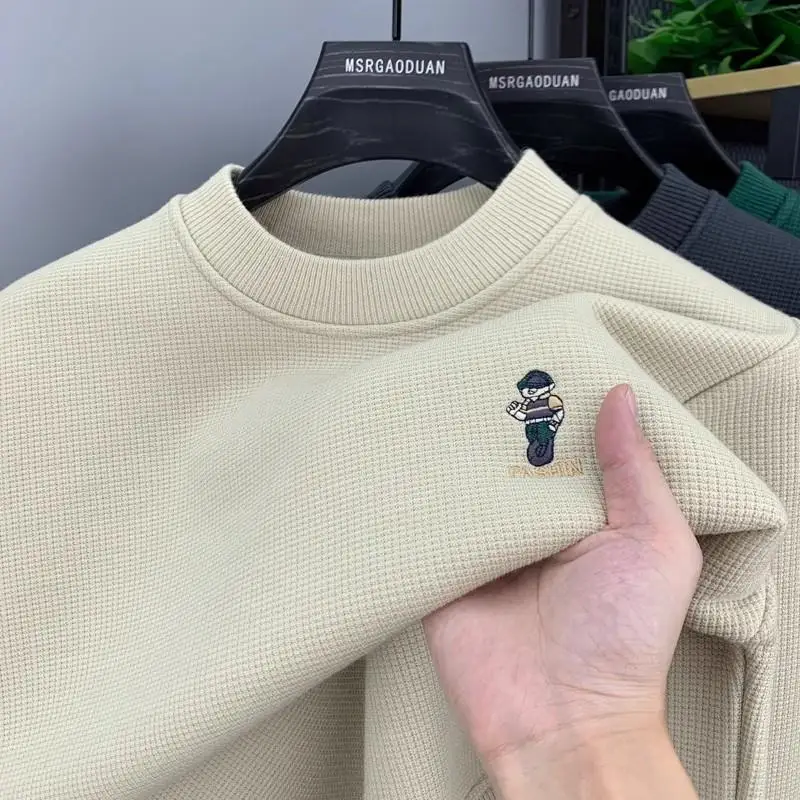 

Men's Fce Lined Thiened round Ne Sweatirt 2025 New Sle Autumn Winter Warm Inner Wear Outdoor Faionable Knitted S...