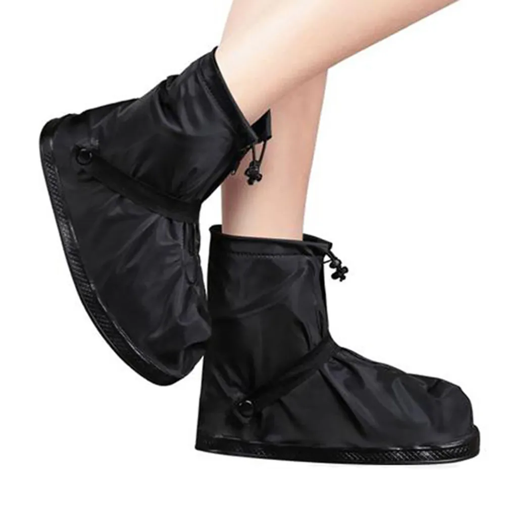

Non-Slip Waterproof Shoes Cover Zipper Closure Reusable Rain Snow Protection for Cycling Camping Fishing Garden M Black