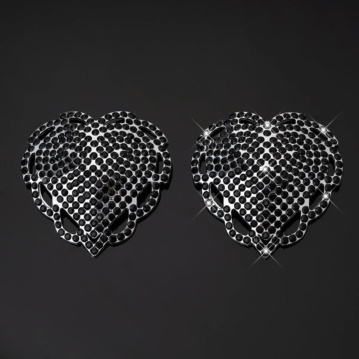 

Sexy Women 1pair Love Heart Nipple Covers Reusable Rhinestone Resin Breast Wear Silicone Nipple Pasties Bra Pads Chest Stickers