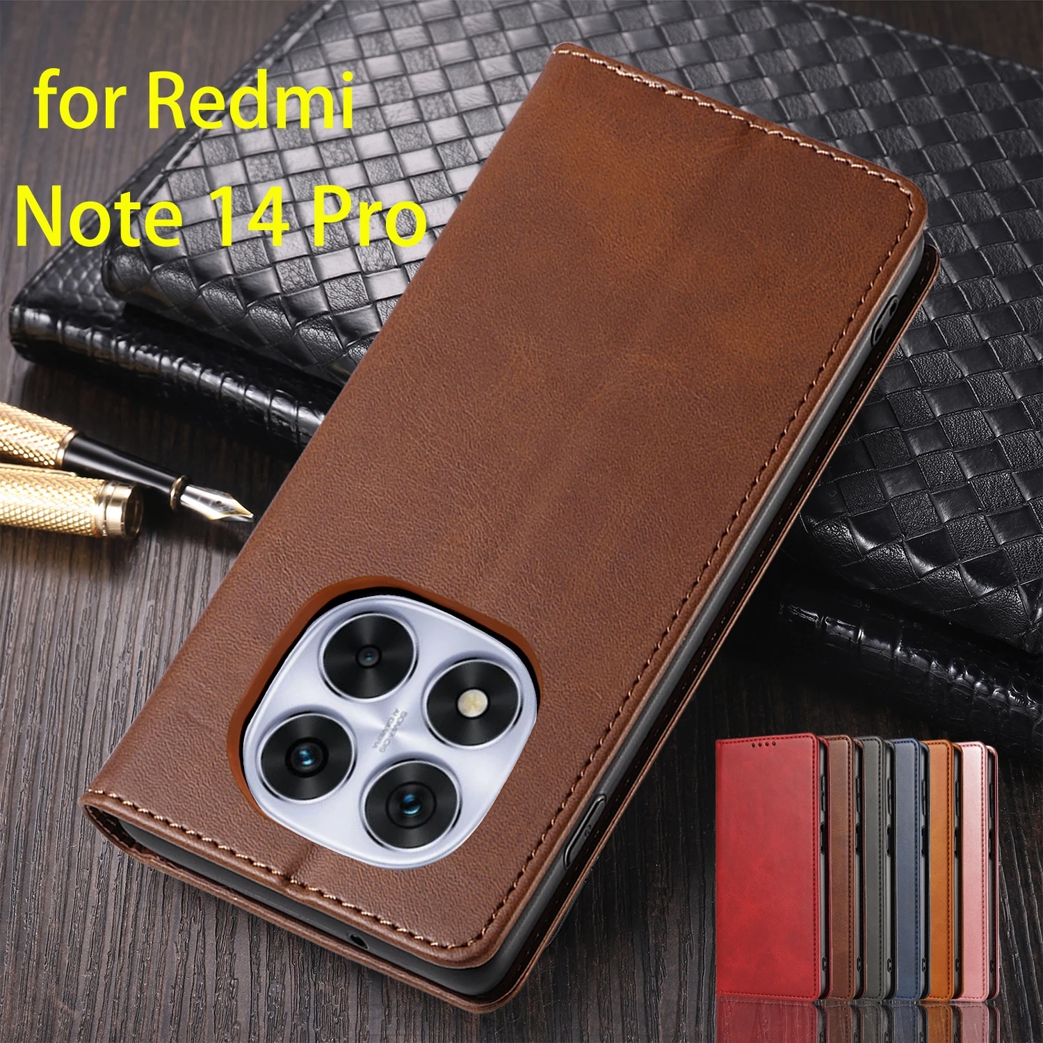 Leather Case for Xiaomi Redmi Note 14 Pro 5G Card Holder Holster Magnetic Attraction Cover Wallet Flip Case Capa Fundas Coque