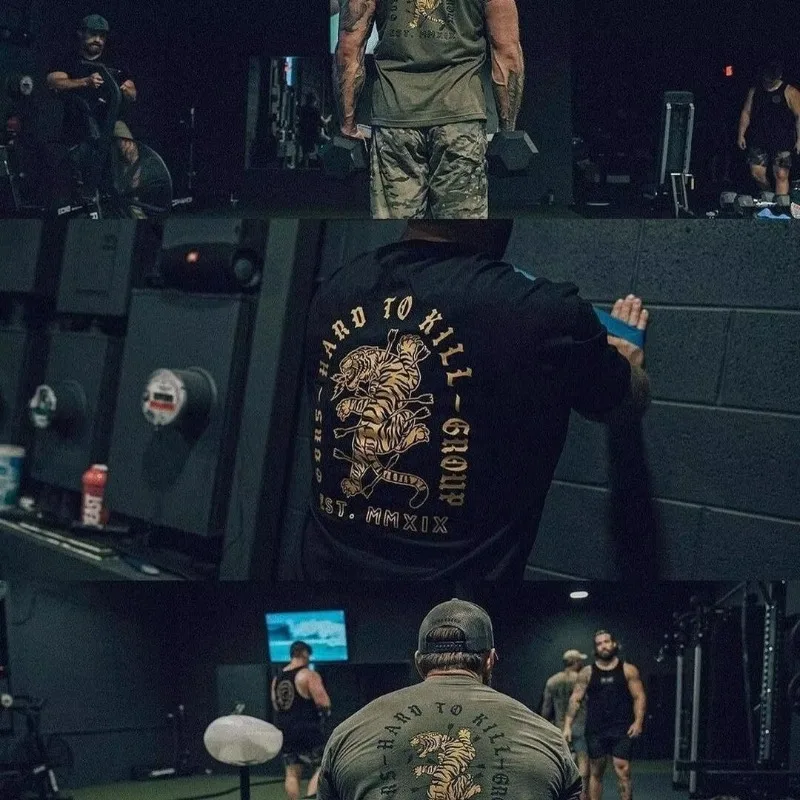 تي شيرت رجالي صيفي جديد على الطراز العسكري GBRS Defence Company، تي شيرت رجالي مطبوع عليه Tiger Descending The Mountain #2