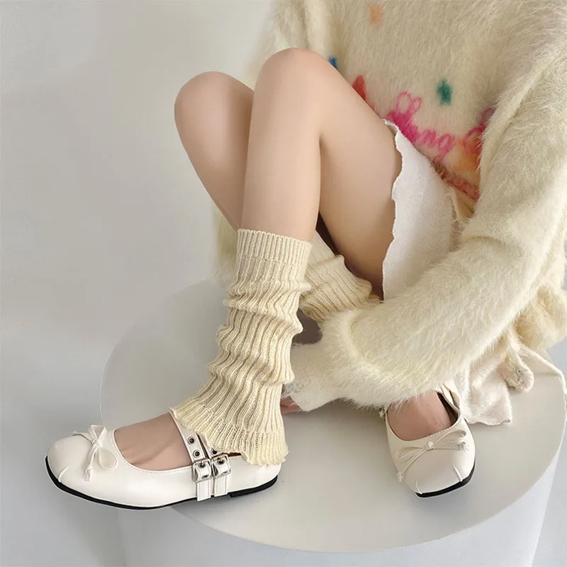 2026 Autumn Lolita Leg Warmers Socks for Girl Knitted Warm Foot Cover Women Warmer Winter Crochet Heap Heap Socks Boot Cuffs