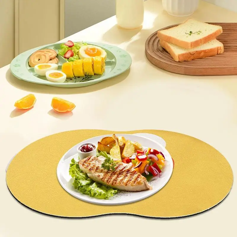 Coffee Bar Mat Spill Mat Kitchen Tableware Mat Dish Drying Pad Splash-Proof Non-Slip Cartoon Tableware Mat For Coffee Bar &