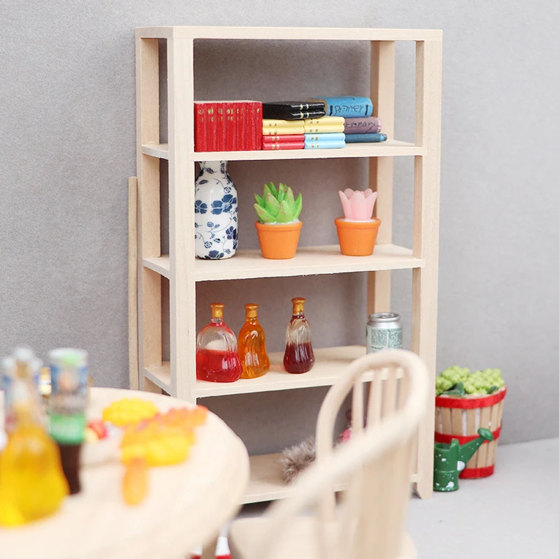 

1:12 Dollhouse Miniature Display Rack Bookshelf Multi-layer Storage Shelf Model Furniture Decor Toy Doll House Accessories