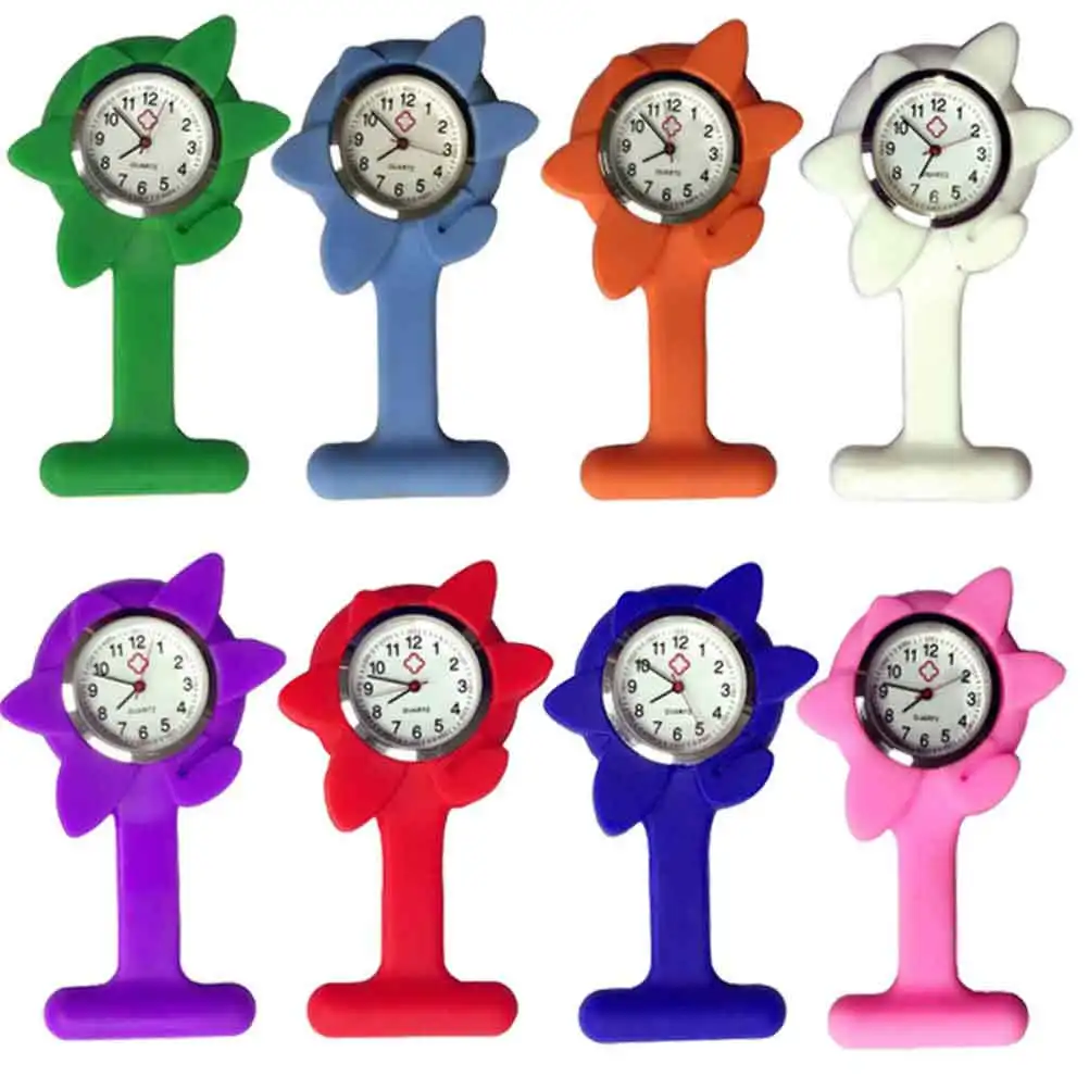 

Silicone Nurse Watch Purple Durable Sunflower Hanging Pocket Medical Watch Doctor Nurse Decoration Lightweight Practical