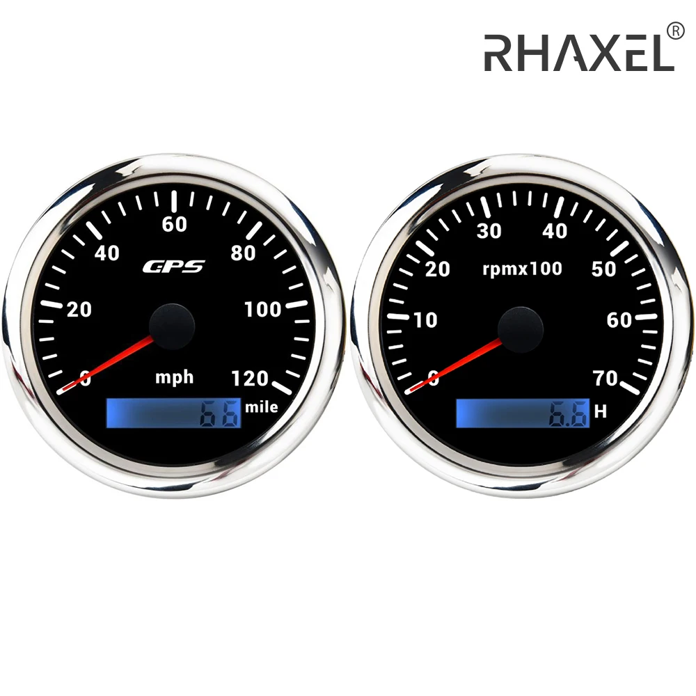

RHAXEL 85mm 2 Gauge Set GPS Speedometer 160MPH Odometer Tachometer 8000RPM Meter with Backlight 12V 24V for Car Motorboat ATV