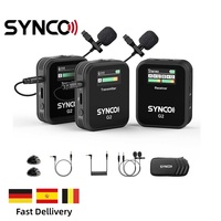 SYNCO Wireless Lavalier Microphone, G2(A2) 2.4G Dual Transmitter 48KHz 24Bit Wireless Lapel Microphone 200m 8H for Camera Phone
