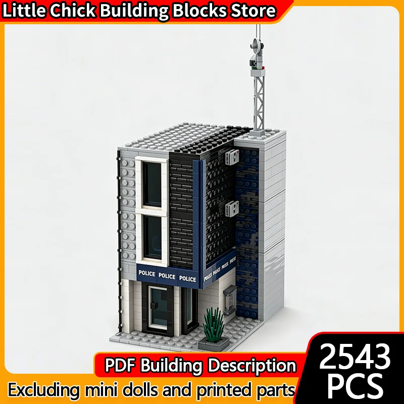 

City Street View Model MOC Building Bricks City Local Police Office Modular Technology Children Holiday Gifts Assemble Toys Suit