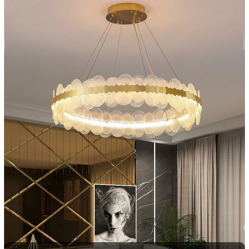 

New Modern Living Room Pendant Light Luxury Bedroom Home Whole House Package Combination Stainless Steel Lamp