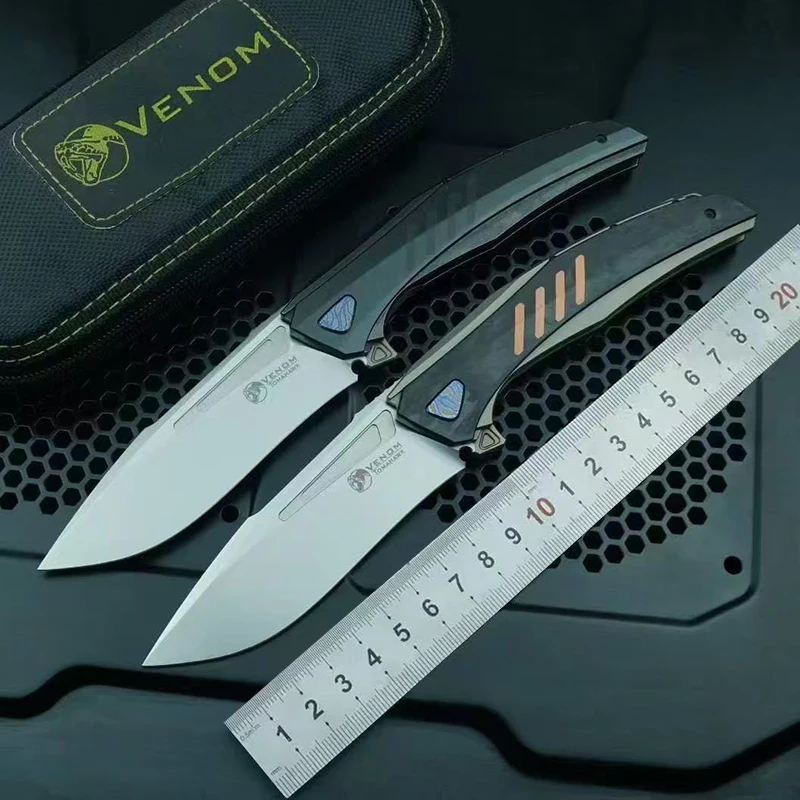 

VENOM Kevin M398 Steel Titanium Alloy Handle Folding Knife Outdoor Self Defense Camping Hiking Survival Portable Tool Knife