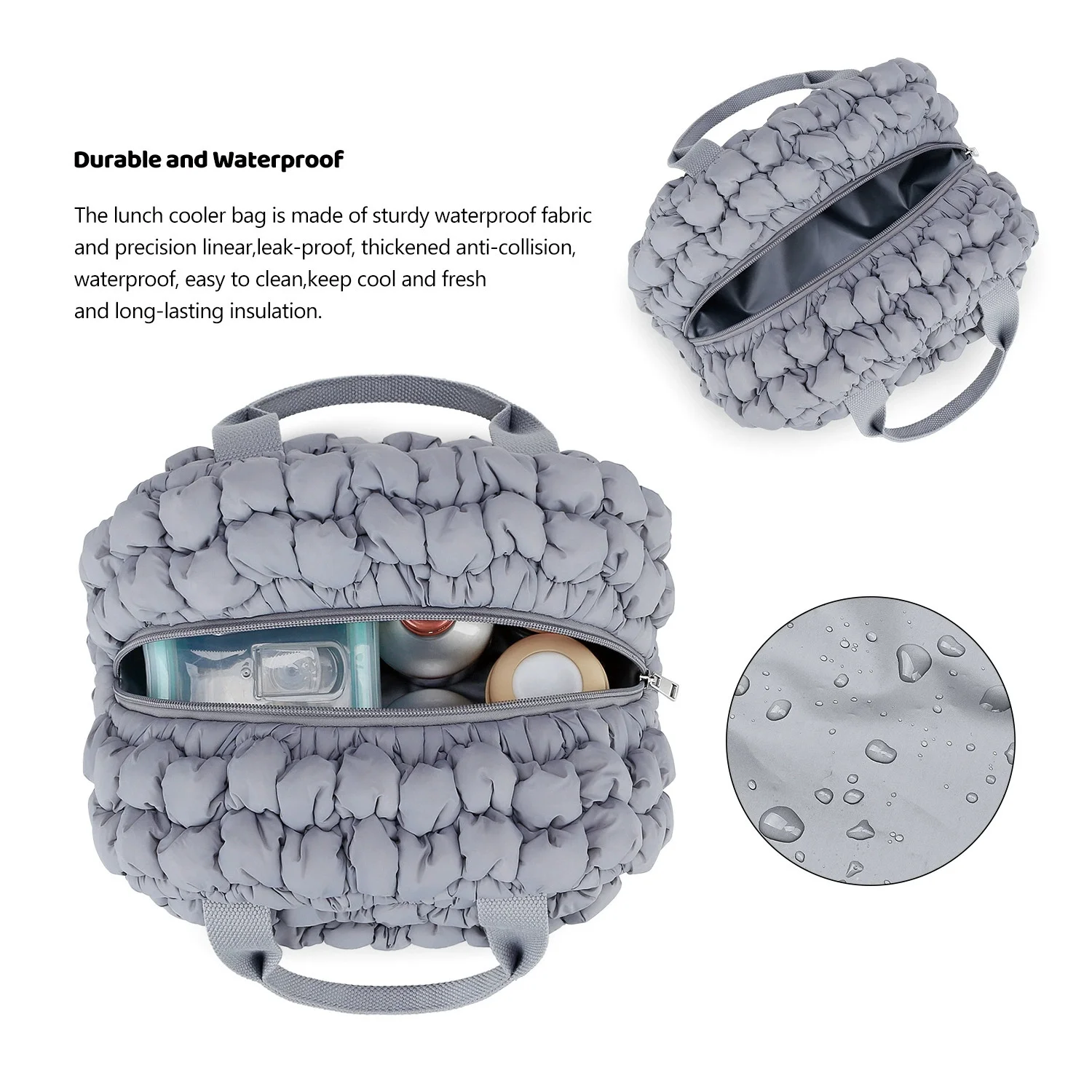 

Водонепроницаемая ручная сумка с облачным стеганием, портативная сумка для столовых приборов, большая вместительная многоразовая изолированная сумка-холодильник для обеда