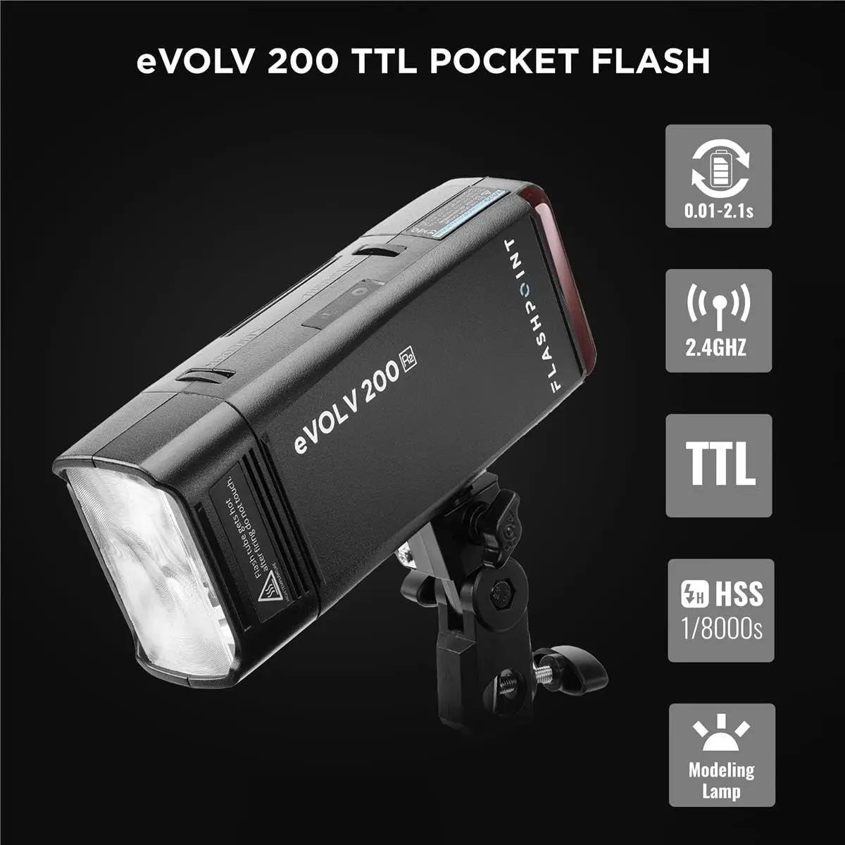 200 R2 TTL Pocket Flash w/Barndoor Kit, 200Ws Camera Strobe Light, 1/8000 HSS, 500 Full Power Flashes, 0.01-1.8s Recycling w/290