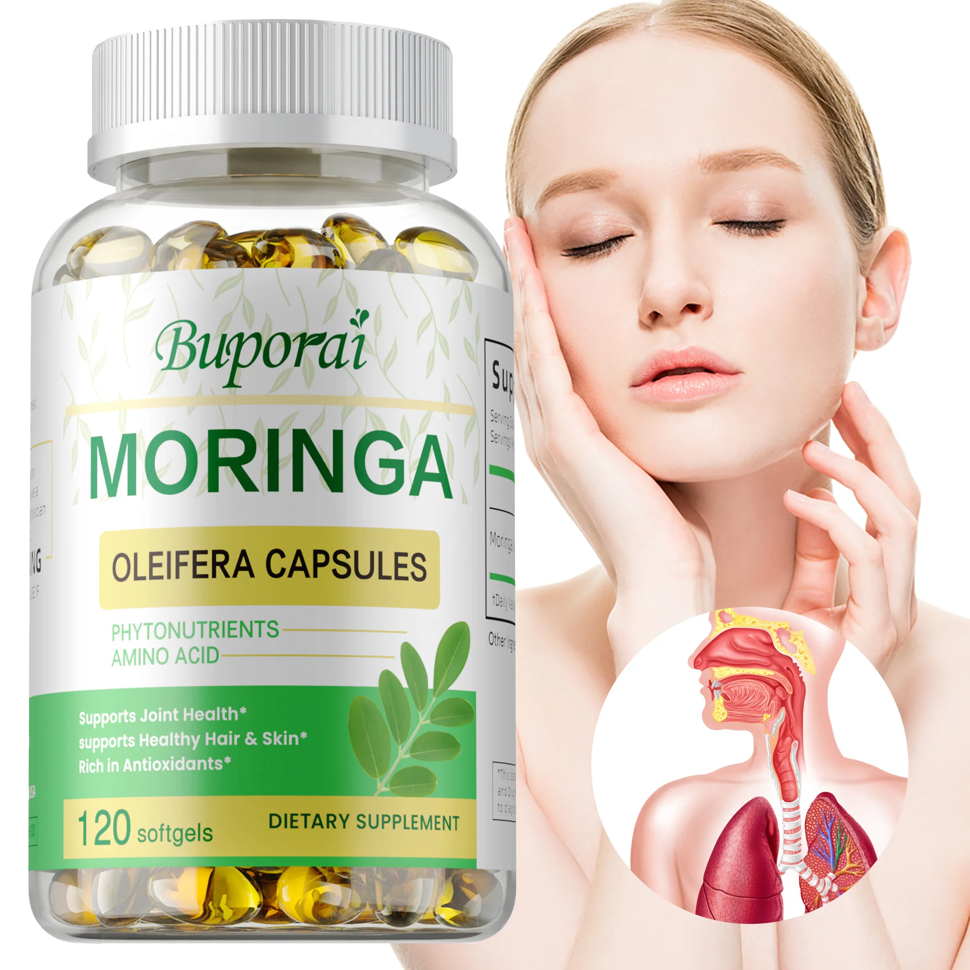 

Moringa Capsules - Promotes Skin, Bone and Joint Health, Immune Health, Enhance Energy and Endurance, Improve Concentration