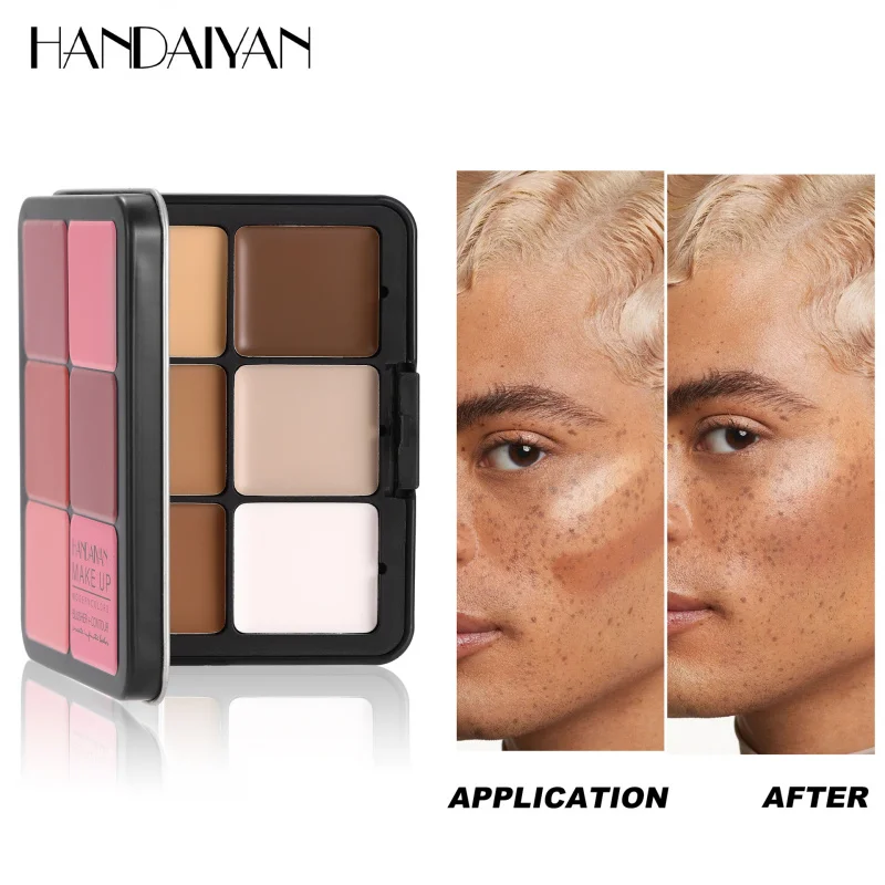 HANDAIYAN 12 - Color Blush Palette: Matte Contour, Highlighter & Blush in One, Creates Natural - looking Makeup