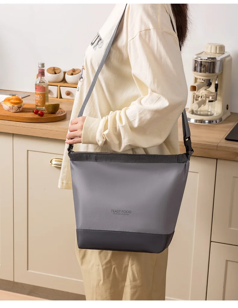 Isolierte Lunch-Tasche mit Schnalle, Langlebige Tragbare Lunchbox, Kühltasche, Thermische Bento-Tasche, Lebensmittelträger, Schultertasche – Detail 10