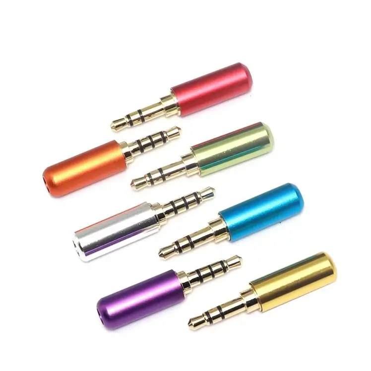 【3PCS】Copper 3/4 Pole 3.5MM Plug Male Headphone Jack with Clip 3.5MM Stereo Audio Connector for 4mm Cable Adapter
