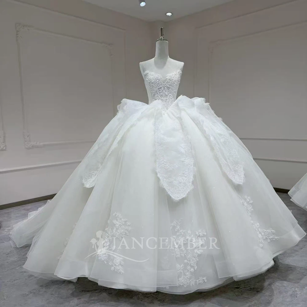 

Customized Ball Gown Wedding Dresses For Bride 2026 Strapless Back Lace Up Princess Bridal Gown vestido de novia Court Train