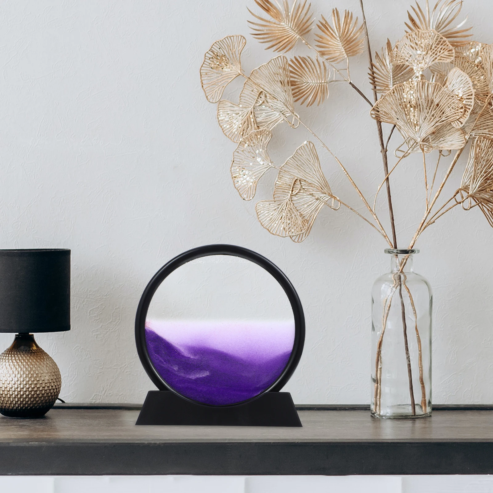 Image de sable 3D, cadre noir de 7 pouces, ornement de sable mobile violet, décor de bureau, salle d'étude, jouet de sables mouvants