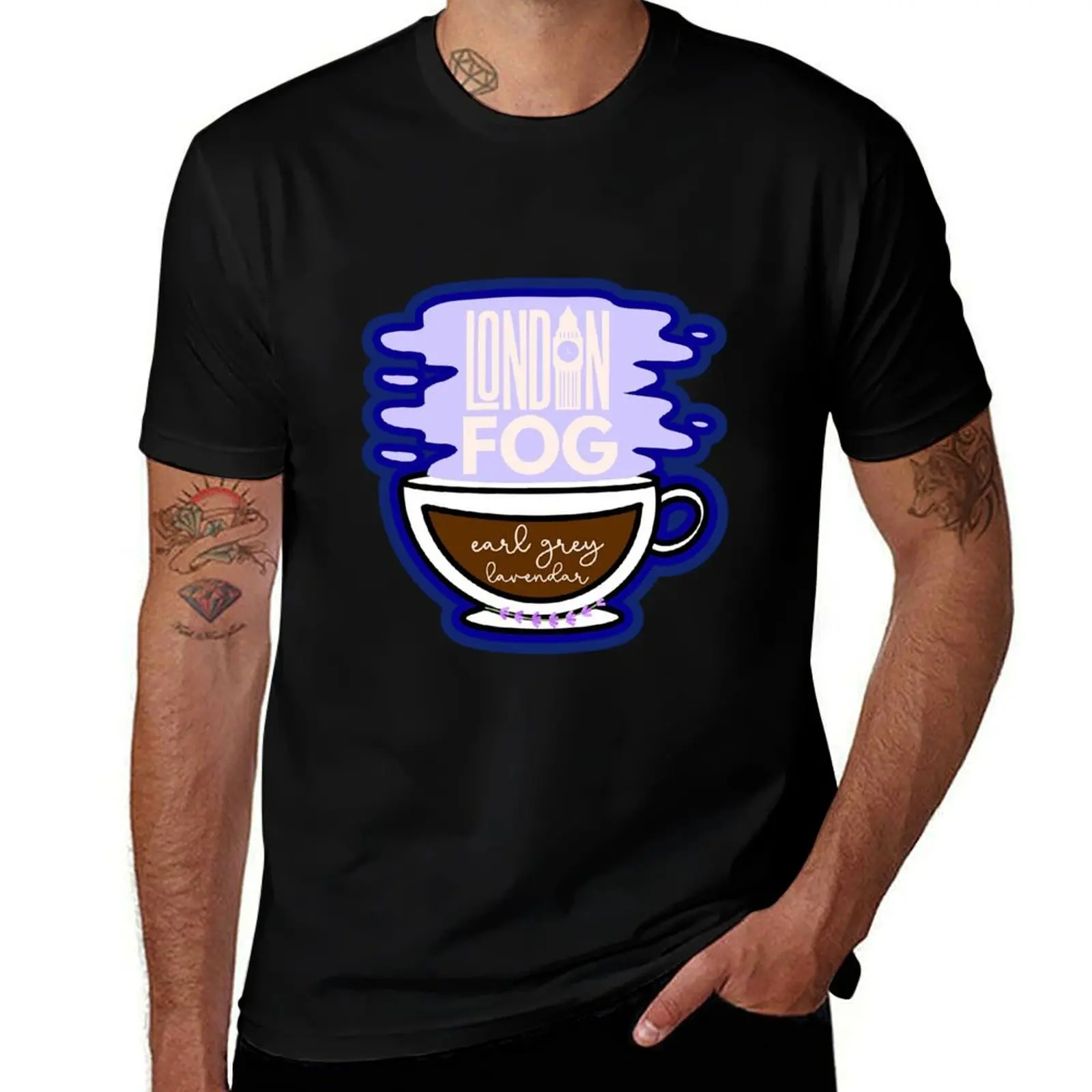 London Fog Cute Teacup Lavender Latte T-Shirt Simple Graphic Design T-Shirt